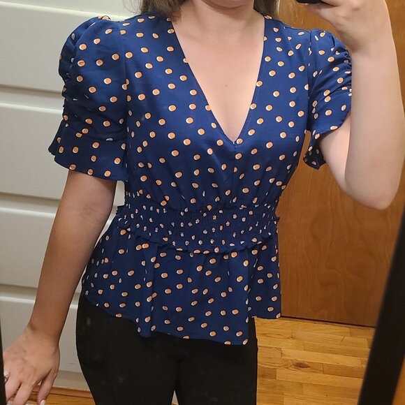 Rabbit Rose Peplum Top Short Sleeve (S) Small - Picture 1 of 8